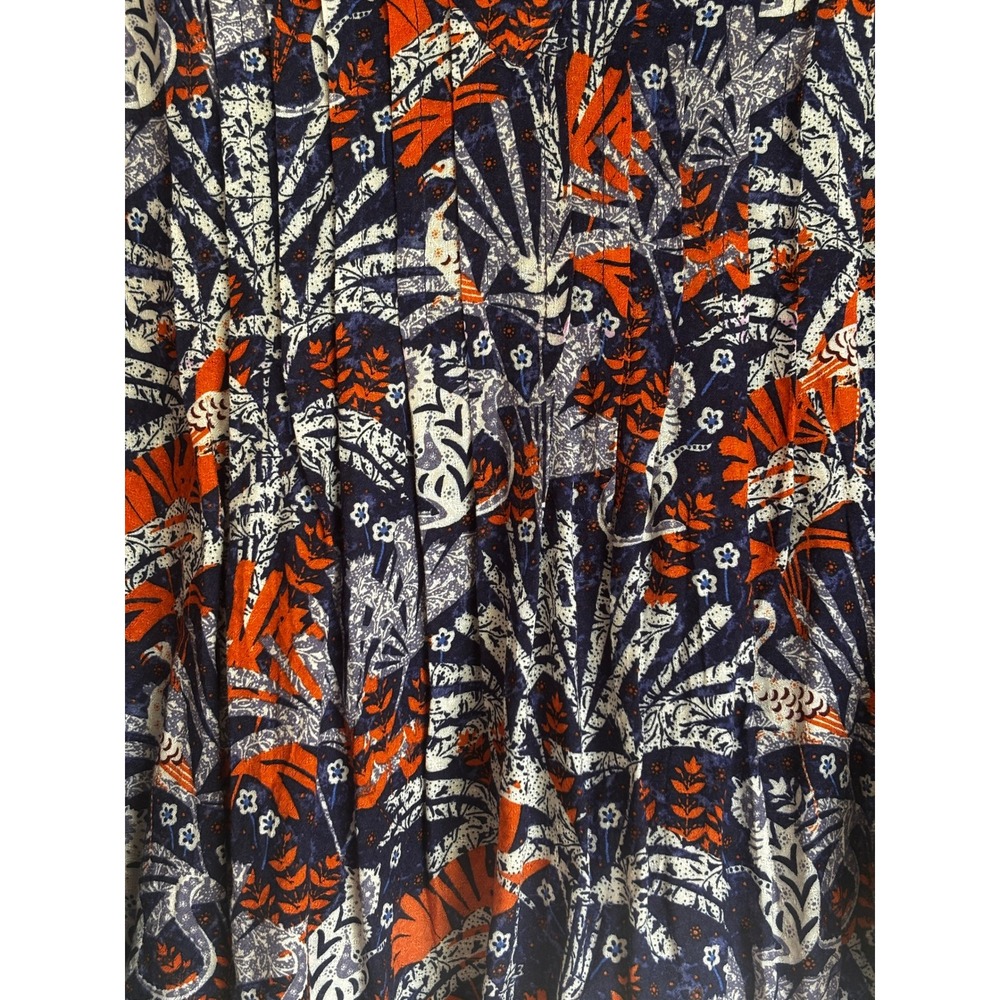 Maeve Anthropologie Navy Orange Tropical Flamingo Print Blouse Medium NWT - Picture 8 of 9
